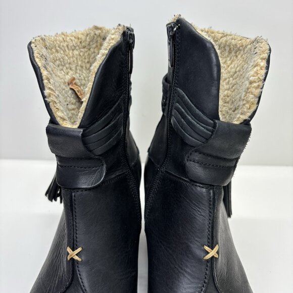 El Naturalista Black Leather Winter Boots 37 Fleece Lined Comfort Boho Chic Eco - Picture 6 of 16